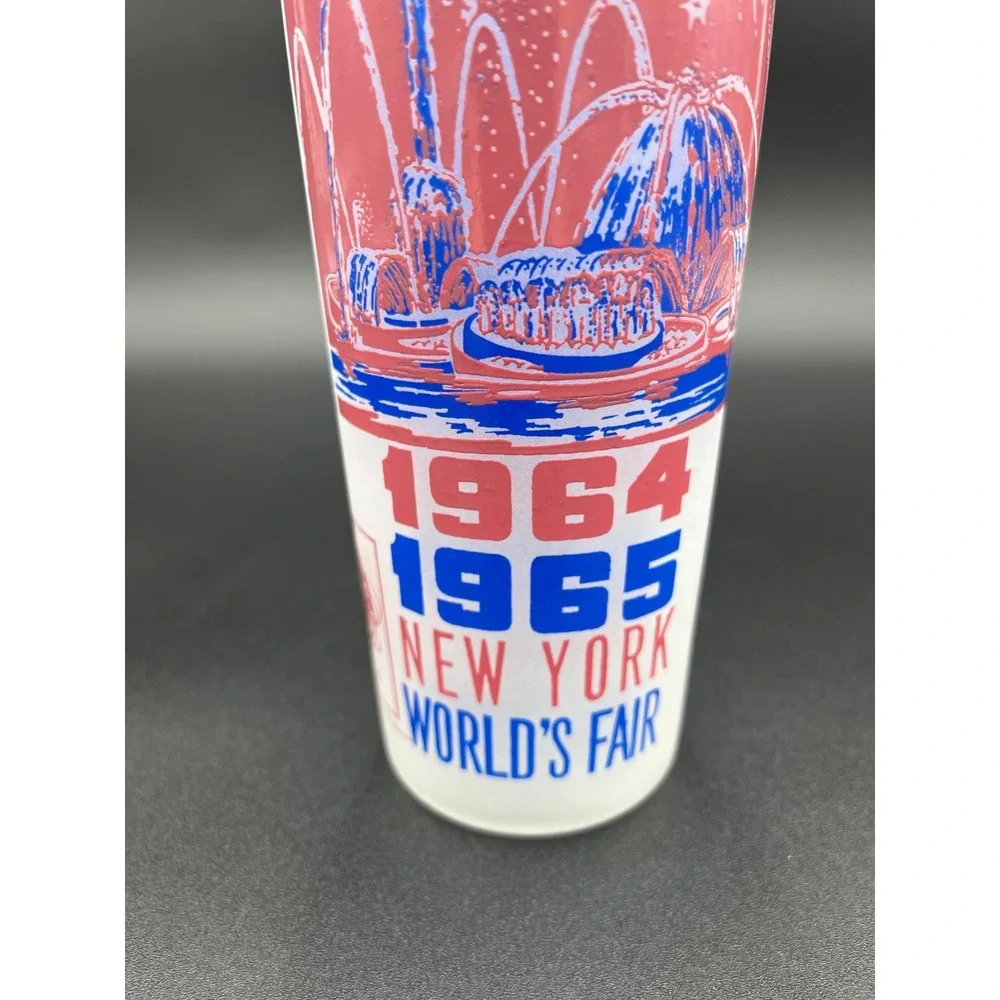 1964-65 NY World's Fair Souvenir Glass: Pool of Industry Frosted Barware